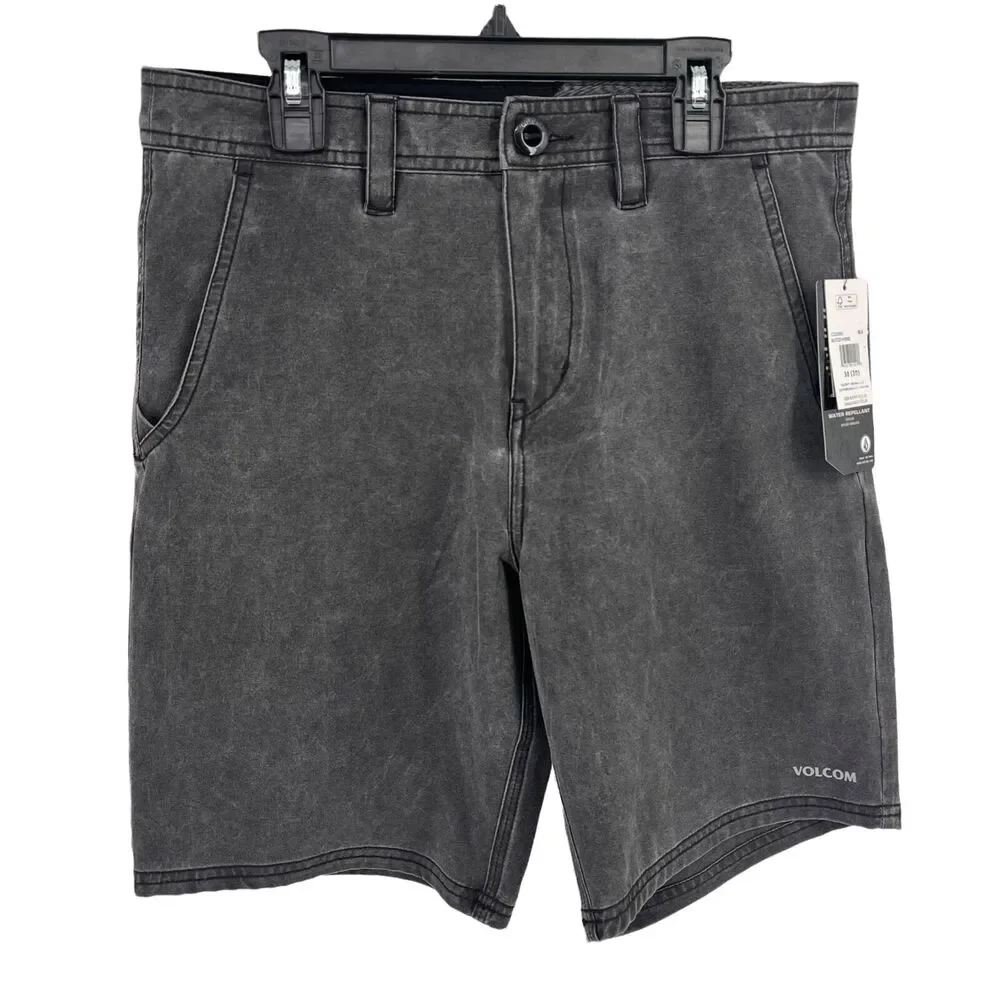 Volcom SNT Blitzed Hybrid Board Shorts Boys Size 16 (28) Washed Black
